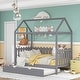 preview thumbnail 1 of 7, Gray Unique and Elegant Twin Size Solid Pine Wood House Bed with Trundle Gray