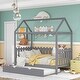 preview thumbnail 11 of 16, Twin Size House Bed with trundle, Fence-shaped Guardrail