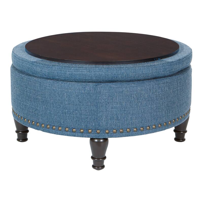 Copper Grove Strawflower Round Storage Ottoman