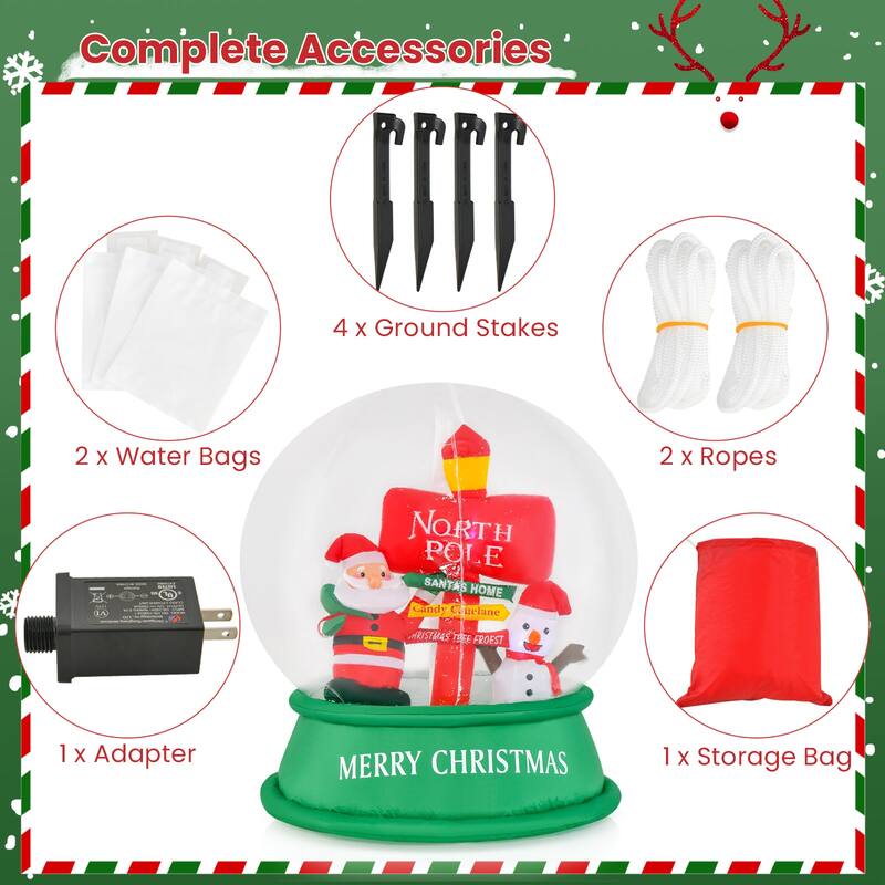 Costway 4 FT Christmas Inflatable Santa Snow Globe Light Up Crystal - See Details