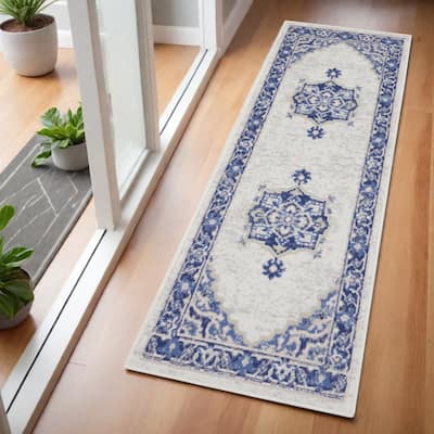 Fove Power Loomed Abstract Floral Traditional Stain Resistant Area Rug By HomeRoots - 72' X '24' X '0.39