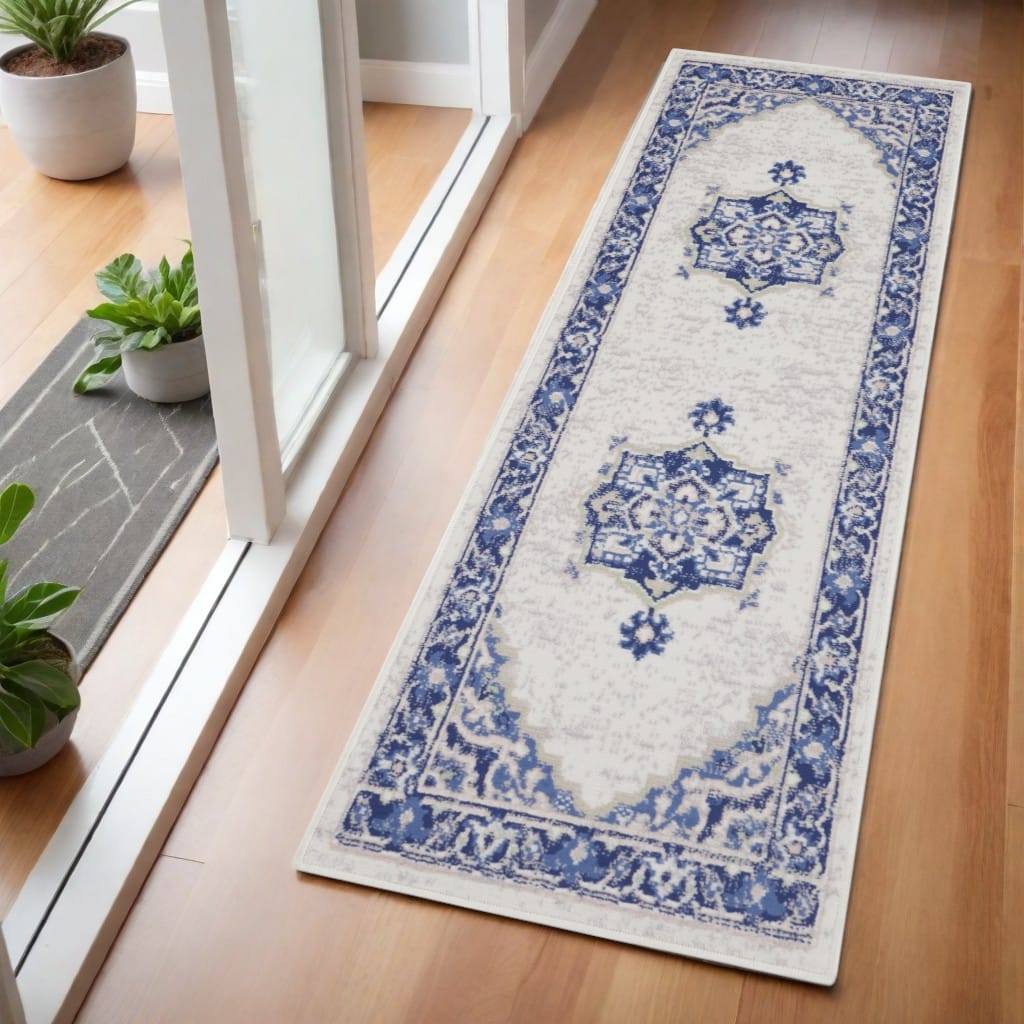 Fove Power Loomed Abstract Floral Traditional Stain Resistant Area Rug By HomeRoots - 72' X '24' X '0.39