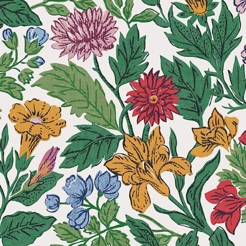 Joules Arts and Crafts Floral Rainbow Wallpaper