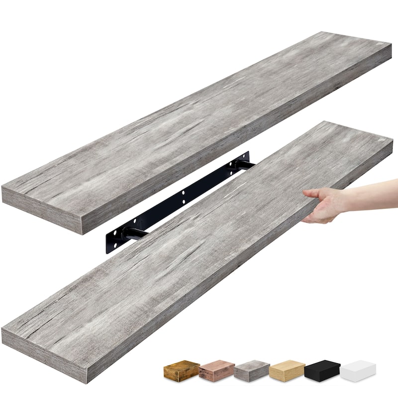 Sorbus Long Floating Shelves for Wall Set of 2 - 35"L x 9"W x 1.5"H - Grey