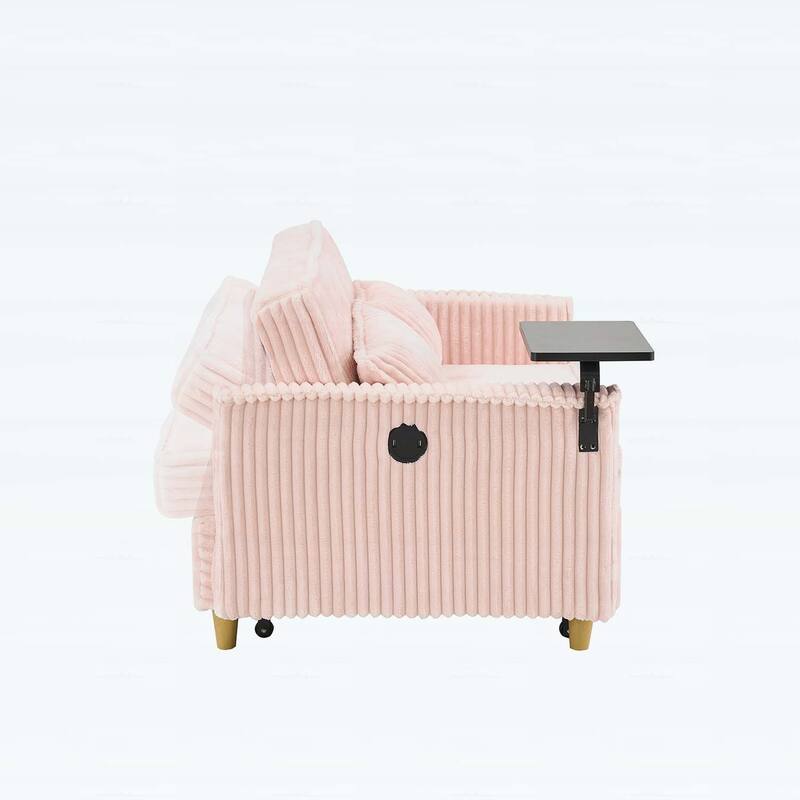 Pull-Out and Push-In Sofa with Movable Tabletop and USB Ports, Ideal for Living Rooms and Bedrooms