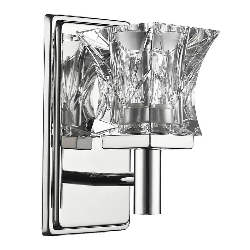 Hardwired Polished Nickel Wall Sconce Light with G9 LED Bulb and Crystal Shade Dimmable Indoor Fixture - 8" H x 4.5" W