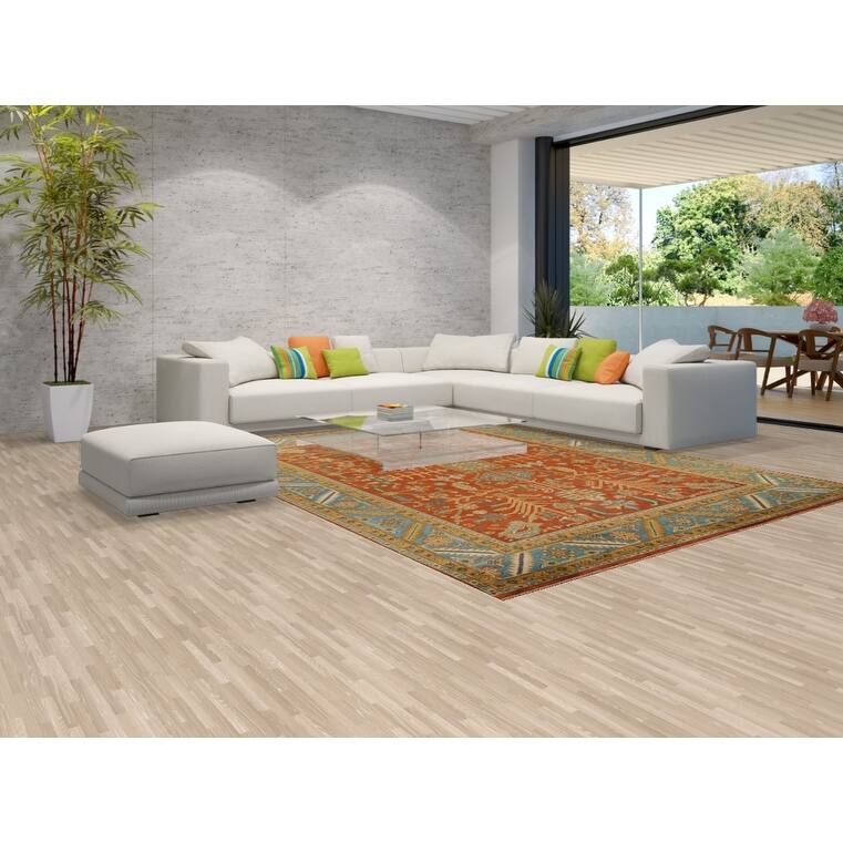 Orange Heriz Serapi Oriental Area Rug Hand-Knotted Wool Carpet - 9'0"x 11'9"