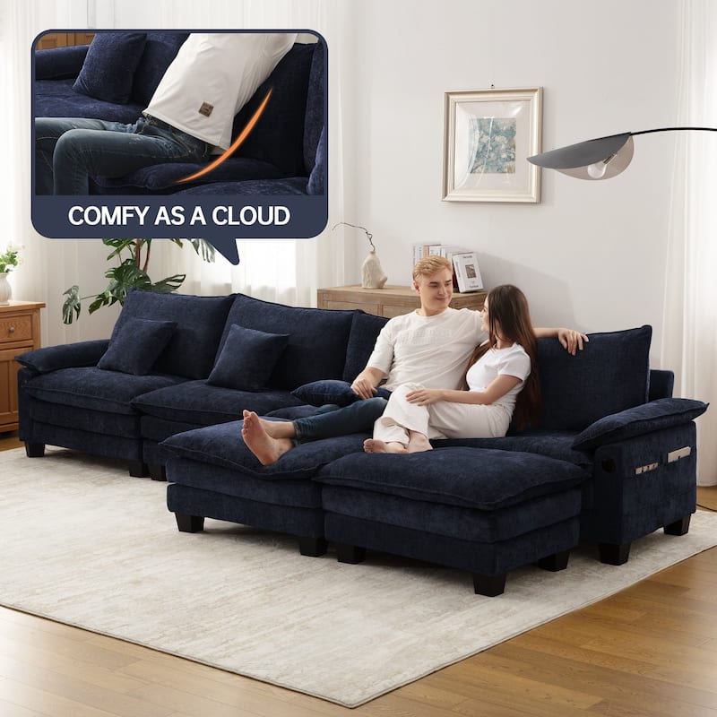 Living Room Furniture Sets, Modular Sectional Sofa Set with Ottoman for Living Room, Convertible Sofa Couch