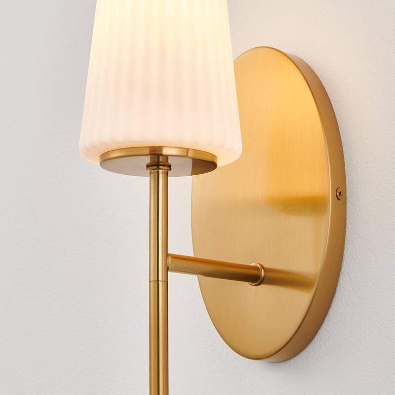 KAWOTI 16" 1- Light Wall Sconce with Opal Glass Shade