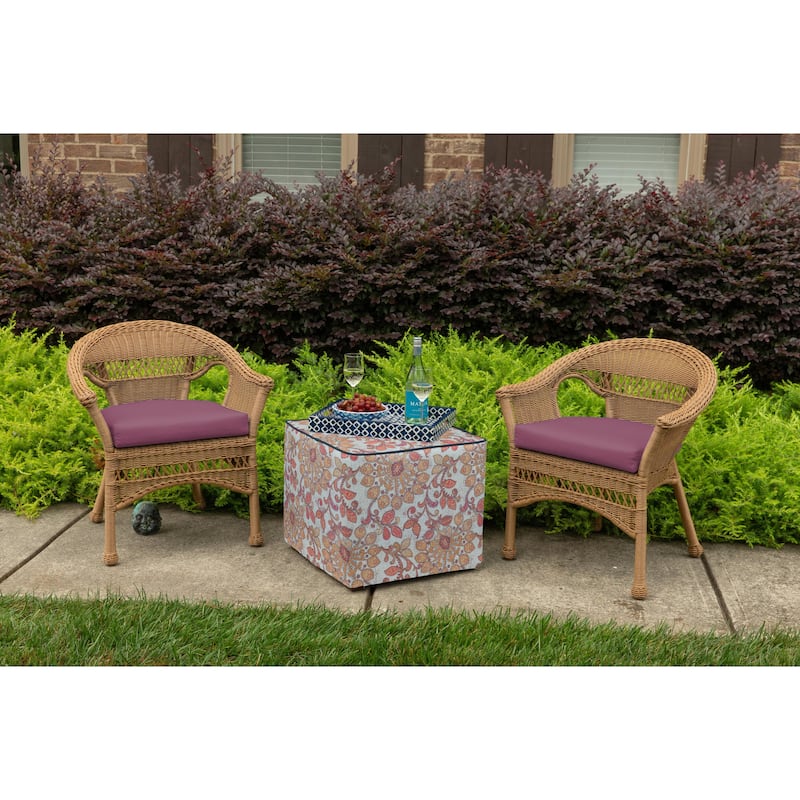 Sunbrella® Solid Fabric 1-Piece Indoor/Outdoor Wicker Seat Pad Cushion, 19.5"W x 19.5"L