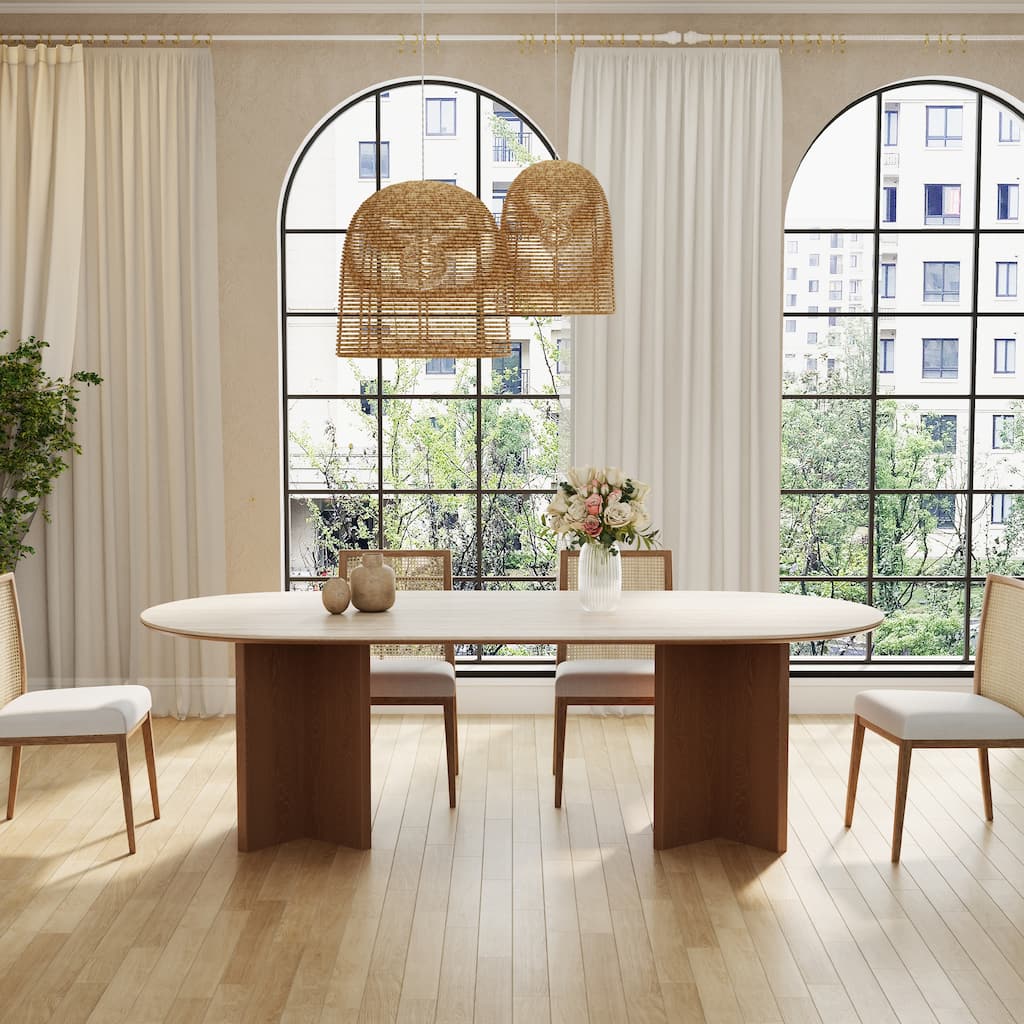 Modern 71" Rectangle Dining Table with Wood Legs, Stone Table-top - 71