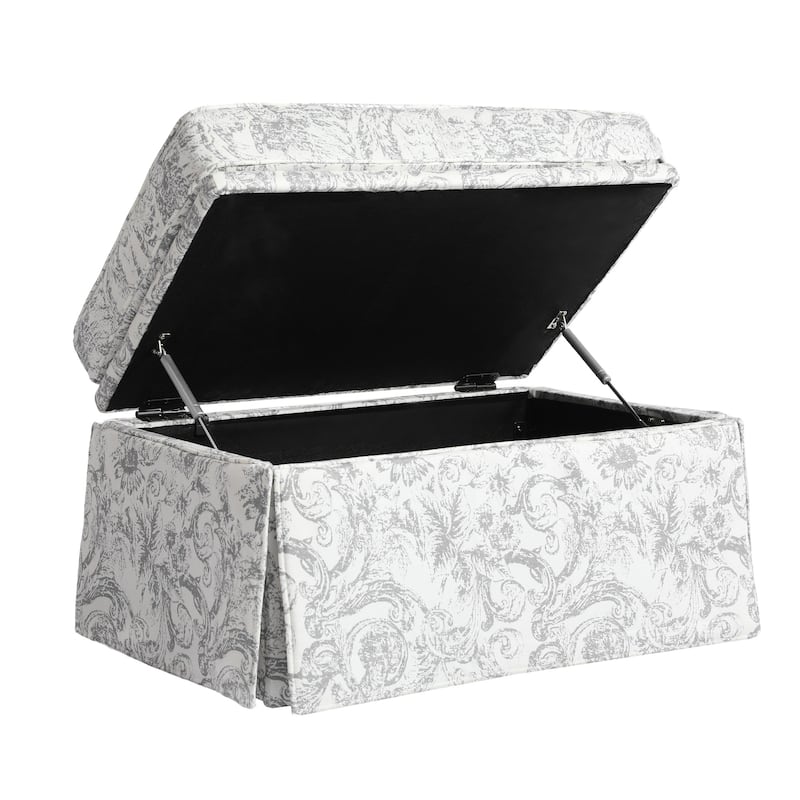 2 Set Rectangle Chenille Upholstered Storage Ottoman