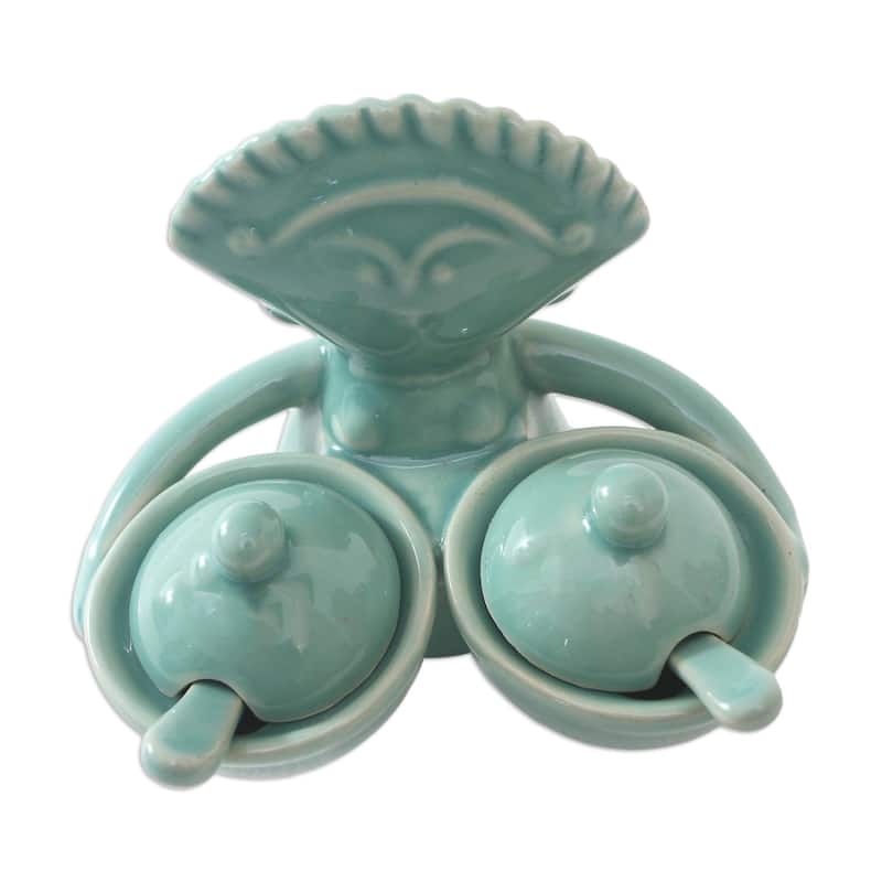 Novica Handmade Balinese Dancer Ceramic Condiment Set (5 Pcs)