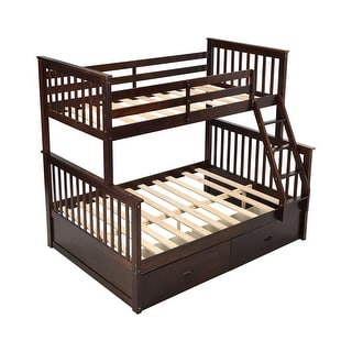Twin over Twin House Bunk Bed With Shelves And Drawers