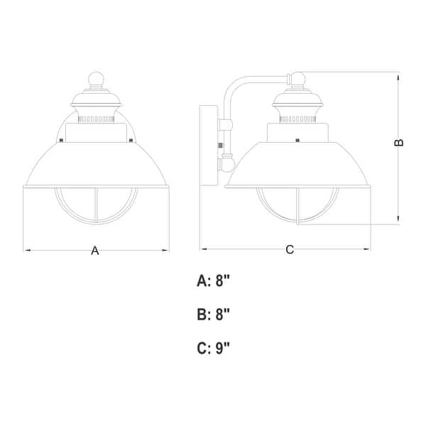 VAXCEL Harwich 8 in. H 1-Light Burnished Bronze Coastal Outdoor Wall Sconce, Steel, Clear Seeded Glass Shade