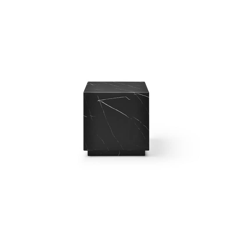 HomeRoots 20" Black Marble Square Block End Table - 20.00 in. x 20.00 in. x 20.00 in.