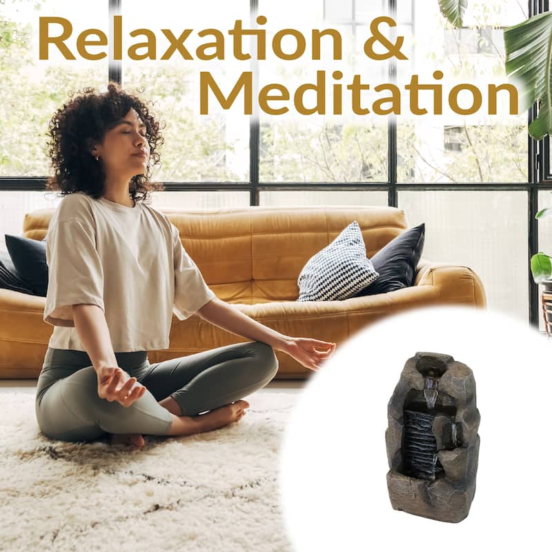 Stony Rock Waterfall Indoor Tabletop Fountain - 11-Inch Water Feature