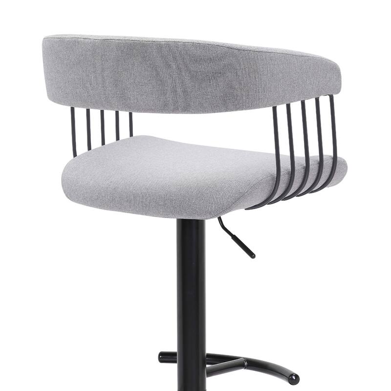 Adjustable Faux Leather Swivel Bar Chair with Footrest and Armrests - 20” x 18” x 44”