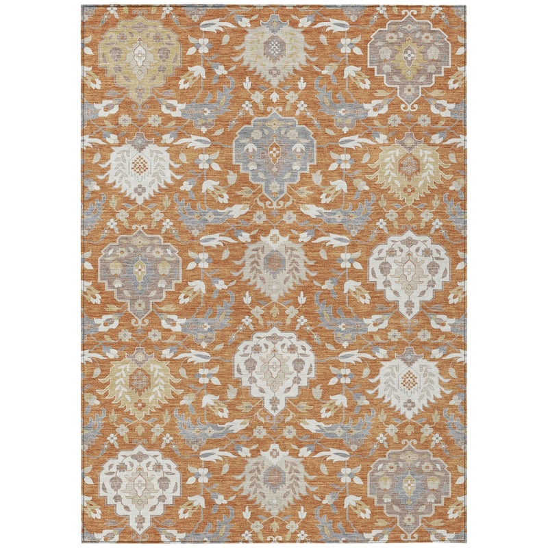 HomeRoots Damask Traditional Rectangle Outdoor Rug