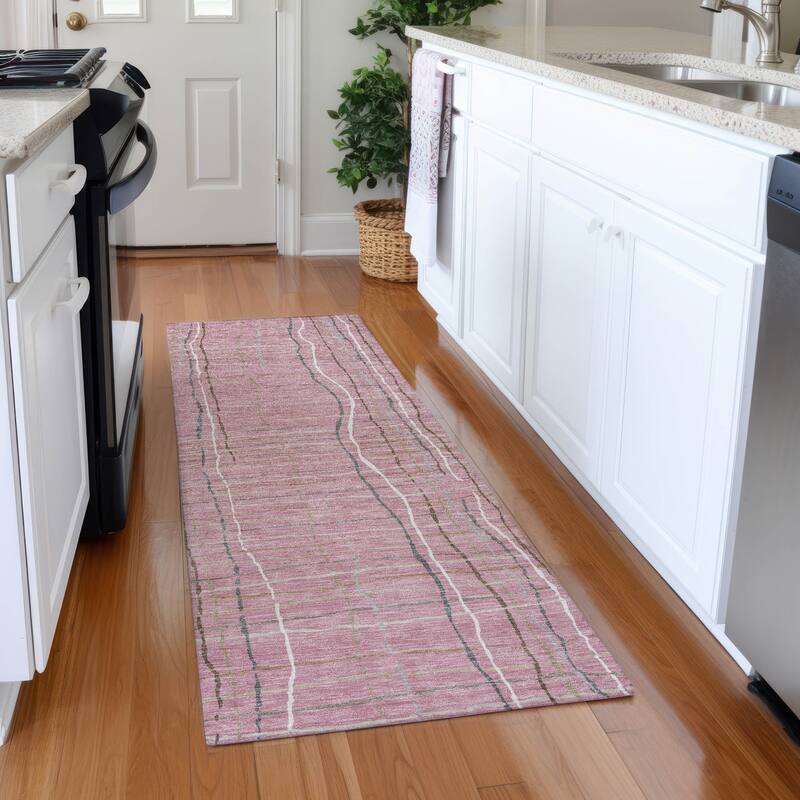 Premium Washable Super Soft Modern Gabriel Mayfield Rug - Pink - 2'3" x 7'6"