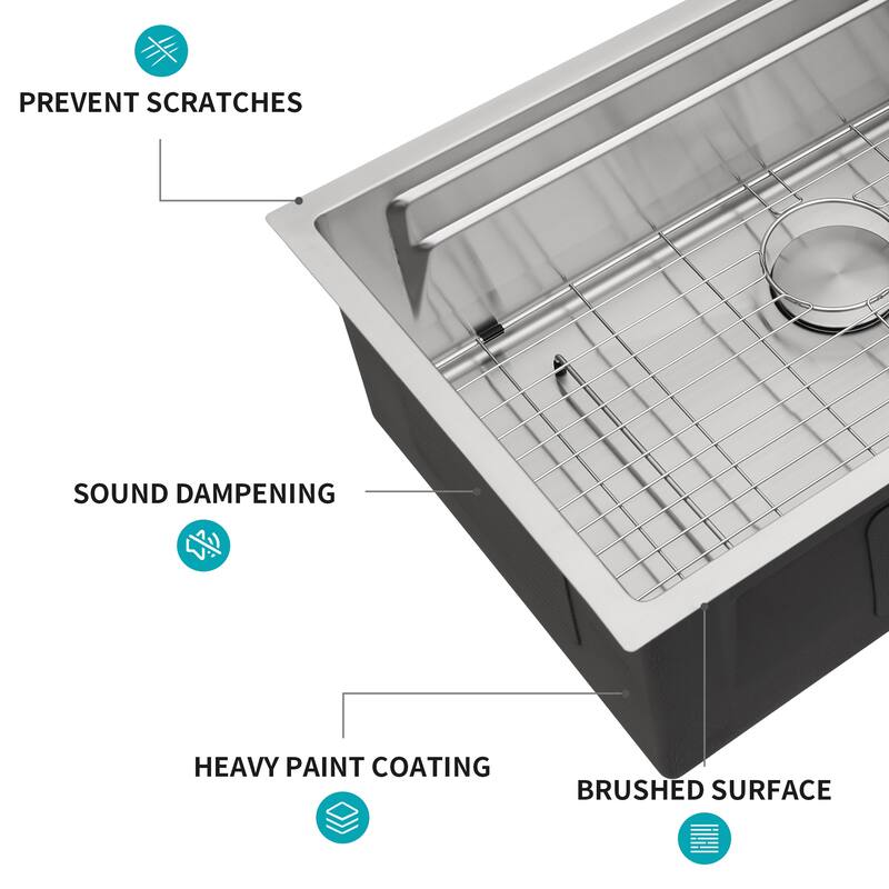 Undermount 16 Gauge Single Bowl Stainless Steel Kitchen Sink in Brushed Nickel