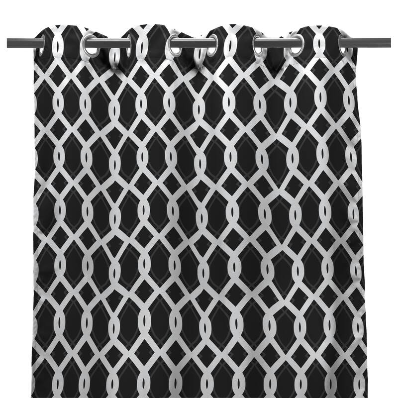 54" x 84" Solid Grommet Semi-Sheer Outdoor Curtain Panel - 54X84 - Black/White