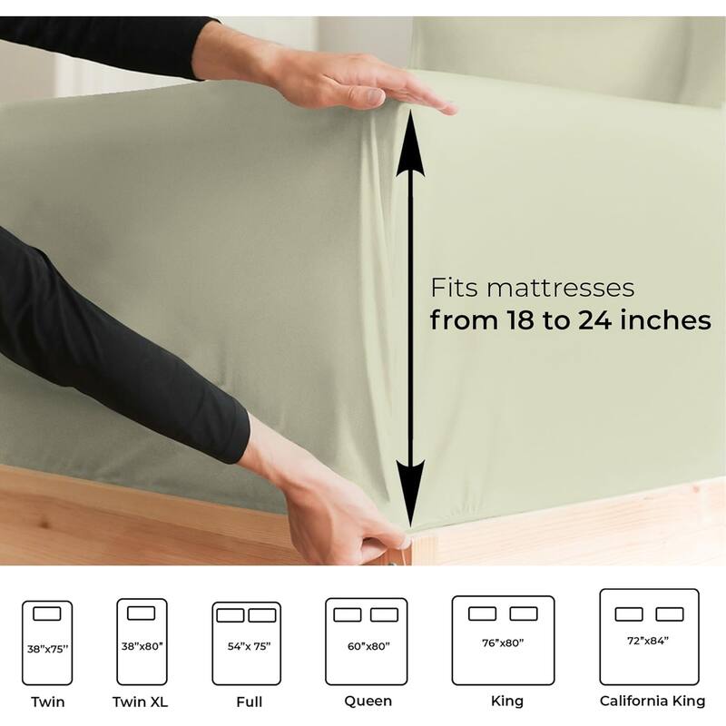 CGK Linens 4 Piece Solid Microfiber Extra Deep Pocket Bed Sheet Set