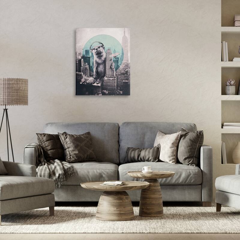 Stupell DJ Otter over Cityscape Canvas Wall Art Design By Ali Gulec