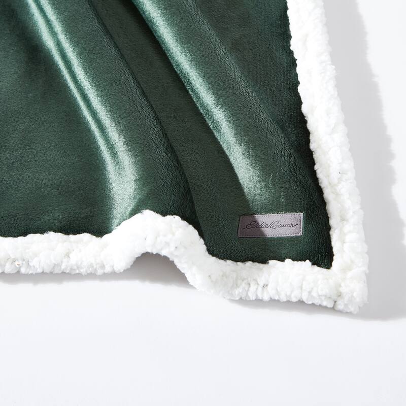 Eddie Bauer Solid Ultra Soft Plush/Sherpa Reversible Blanket
