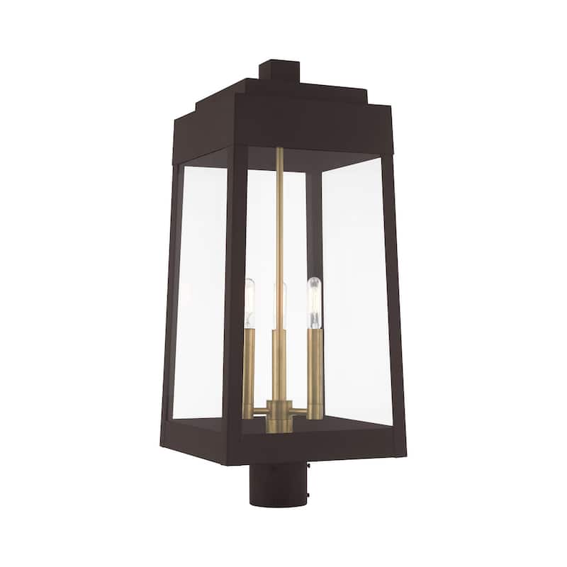 Livex Lighting Oslo 3 Light 25" Tall Outdoor Single Head Post Light - Bronze