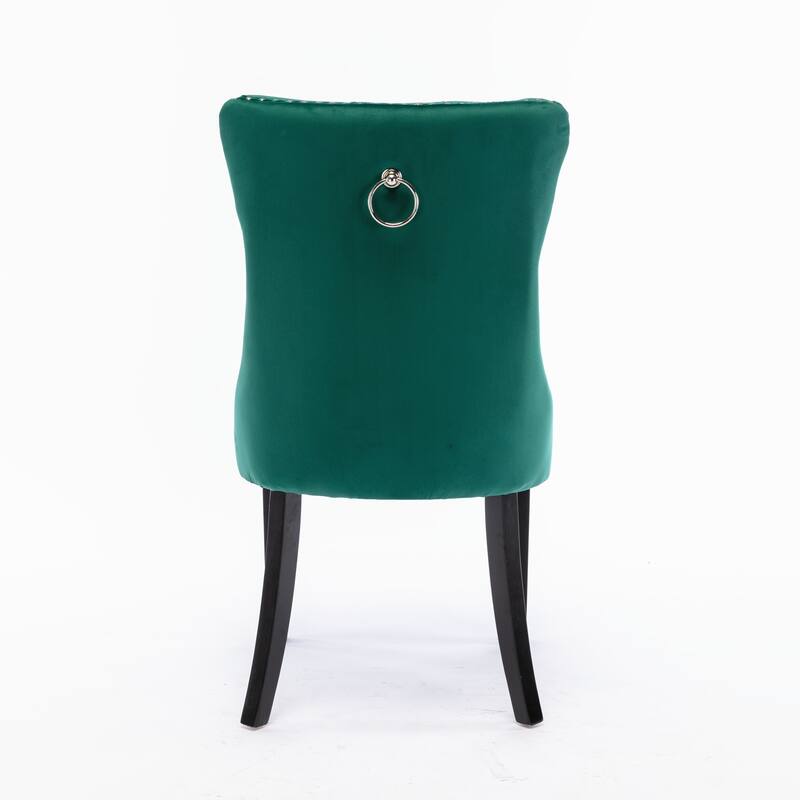 Nikki Collection Modern, High-end Tufted Solid Wood Velvet Upholstered Dining Chair with Wood Legs Nailhead Trim 2-Pcs Set