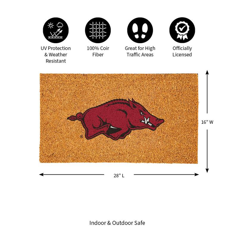 Coir Door Mat, 16"x 28", University of Arkansas - 28" x 16"