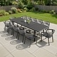 preview thumbnail 17 of 28, 9/11/13-Piece Patio Dining Set Outdoor All-Weather Aluminum Dining Table and Woven Twist Wicker Stackable Chairs Dark Grey - Set of 13