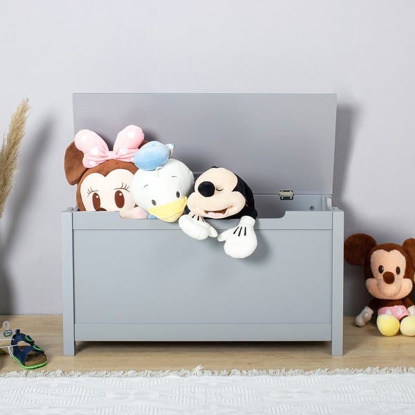 slide 2 of 7, Grey Wooden Storage Bench Toy Chest