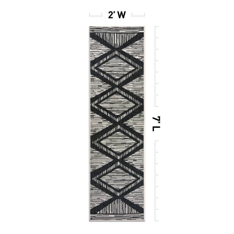 World Rug Gallery Contemporary Geometric Stripe Weather Resistant Reversible Indoor/Outdoor Area Rug