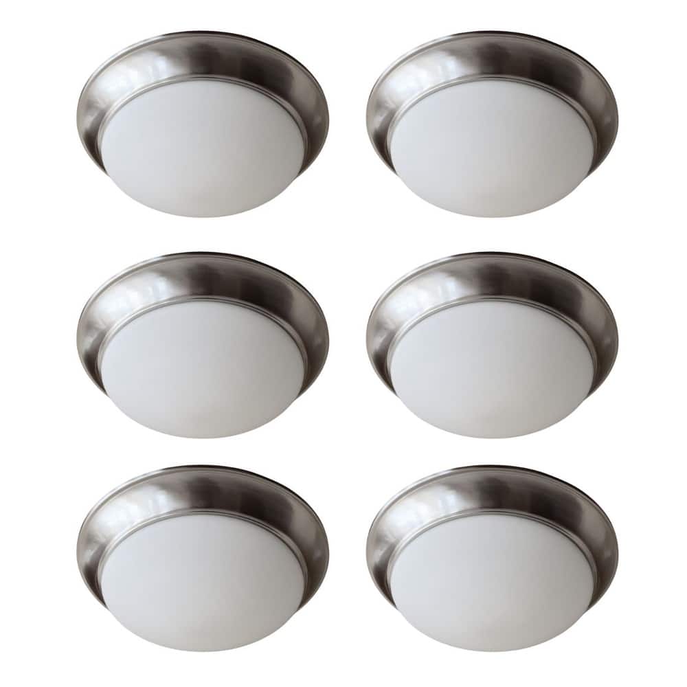 13"w 1-Light LED Flush Mount [6 PACK] Ceiling Lights Brushed Nickel Finish by RP Lighting