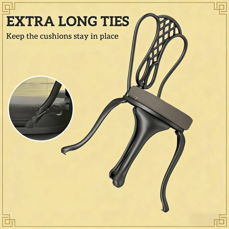 GDFStudio - Round Outdoor Bistro Chair Cushions with Foam Padding ( Set of 4 )