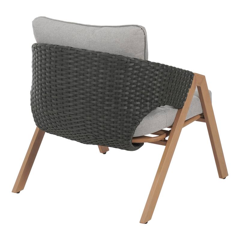 Roomfitters Outdoor Patio Chairs with Cushions, Acacia Frame Woven Rope Design, Set of 2