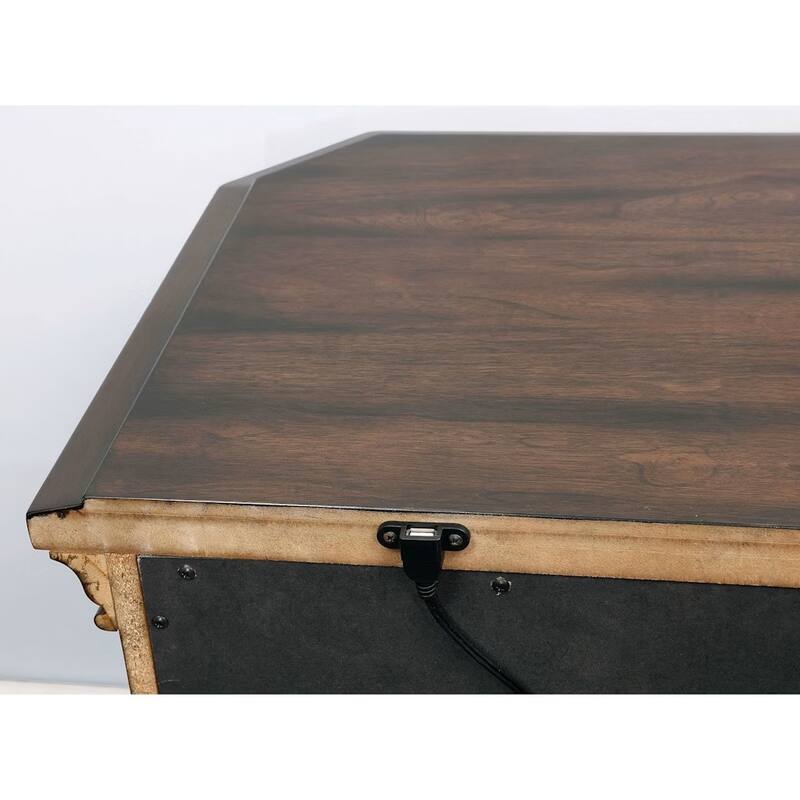 Wooden Nightstand with USB Charger in Espresso Finish