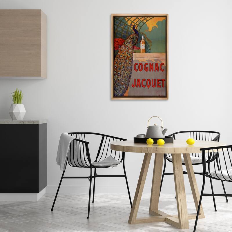 Stupell Vintage Cognac & Peacock Framed Floater Canvas Wall Art Design By Marcus Jules