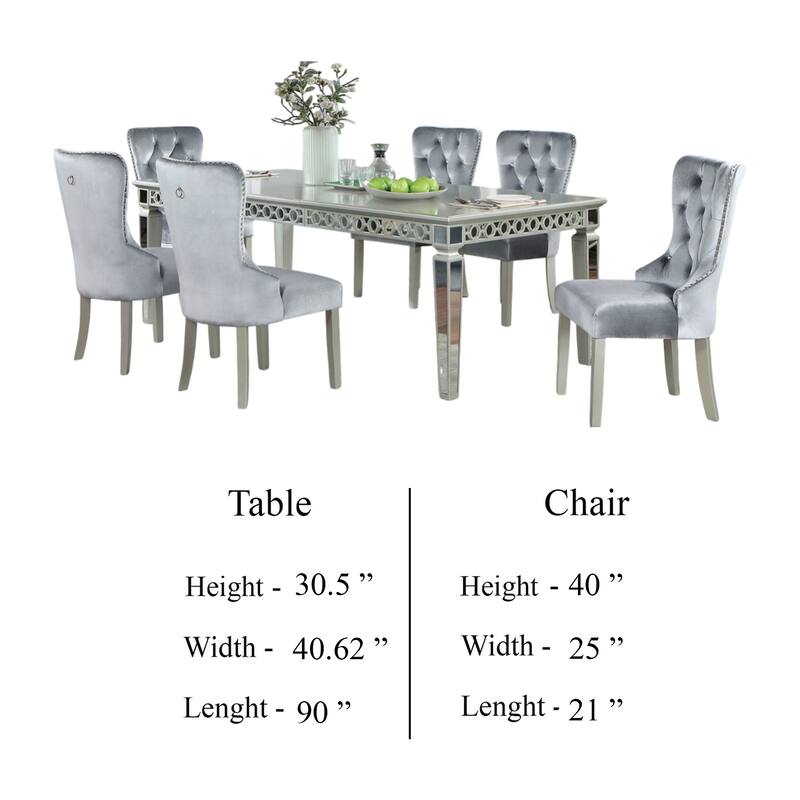 Ada 7pc Dining Table and Chair Set, 72-90 Inch Extendable Top, Gray
