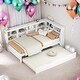 preview thumbnail 2 of 7, Wooden Twin Size DayBed with Twin Size Trundle and Storage Shelf and USB Charging Ports, White