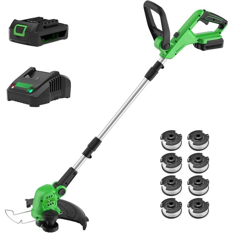 12" Cordless Lawn Mower with 8 Replacement Spool Trimmer Cords