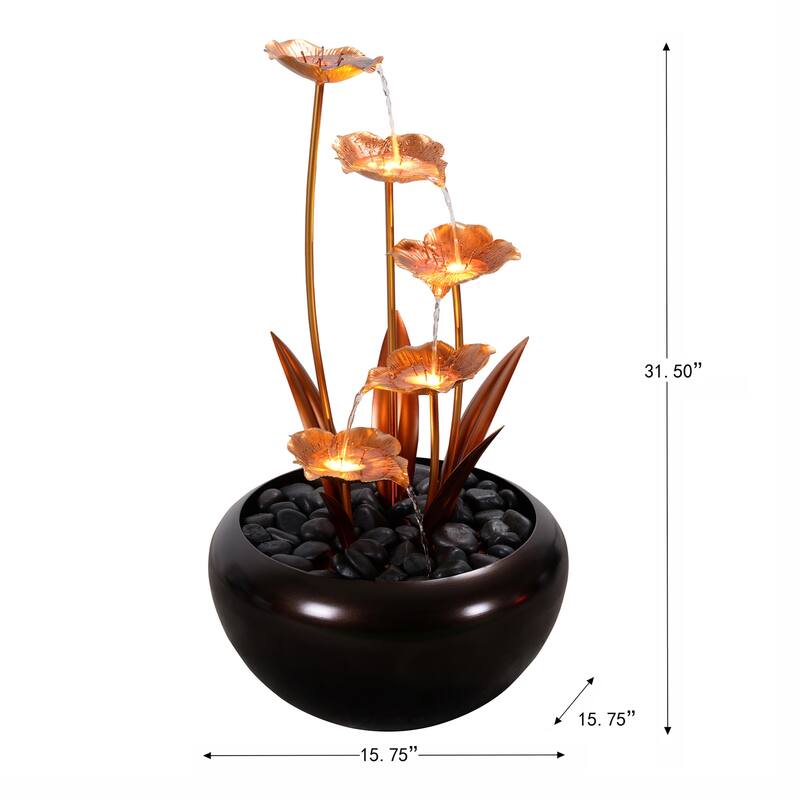 LED Lighted Cascading Outdoor Garden Water Fountain - 31.5" - Warm White