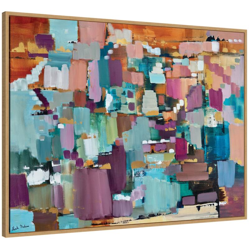 Kate and Laurel Sylvie Gemstones in Jewel Tones Framed Canvas by Leah Nadeau - 42x32