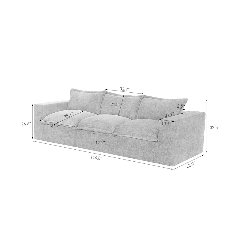 No Assembly Chenille Modular Sectional Sofa Comfy Cloud Couch