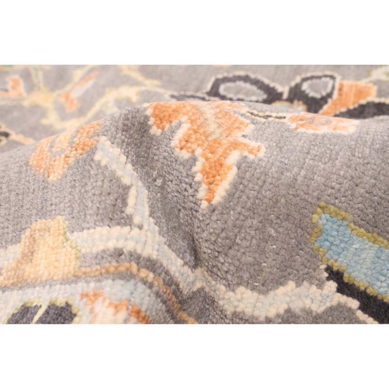 ECARPETGALLERY Hand-knotted Modern Oushak Dark Grey Wool Rug - 10'3 x 14'2