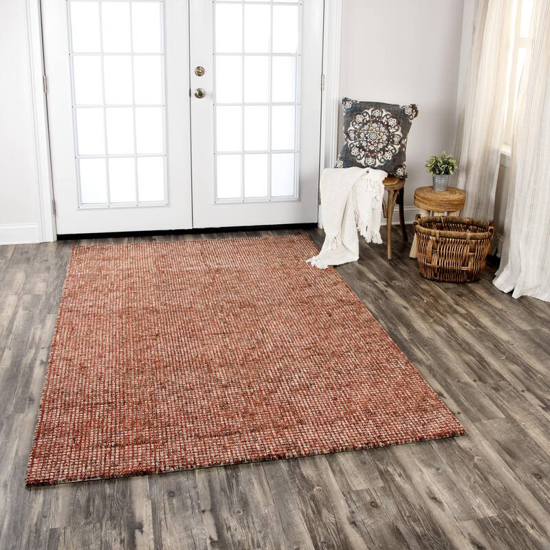 Alora Decor Storm Red, Beige, and Grey Hand-tufted Geometric Wool Rug - 2'6" x 8' - Red