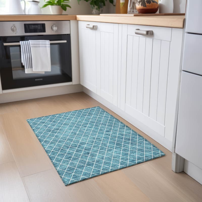 Machine Washable Indoor/ Outdoor Chantille Diamond Trellis Rug