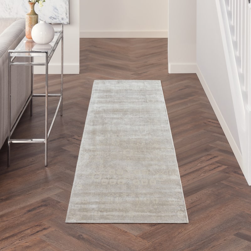 Desert Skies Traditional Persian Floral Shimmer Area Rug - 2' 3" x 8' - Light Grey - Runner/Rectangle